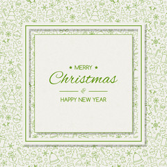 Merry Christmas and Happy New Year. Xmas wishes on background with ornaments. Vector