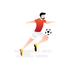 Fototapeta na wymiar Football or soccer player vector illustration. Abstract Football player Simple Flat vector illustration template Graphic Design. Football Sport Lifestyle design isolated on white background. 