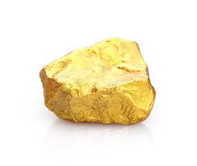 Gold nuggets natural on a white background.