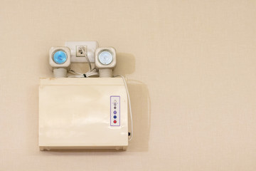 Emergency lights with two lamps.emergency light auto lighting working when power outage by battery.