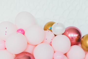 Beautiful multi-colored balloons with flowers for a party