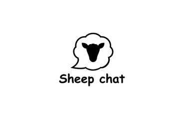Sheep chat logo design illustration