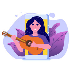 Video blogger, Video tutorials, web vlog,  blog online concept. People On Internet Video.  Tuber character. Vector illustration.