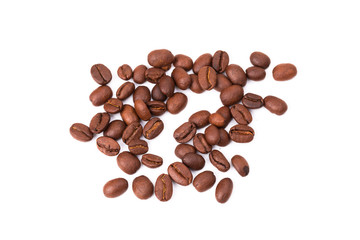 Coffee beans isolated on a white background area for copy space.