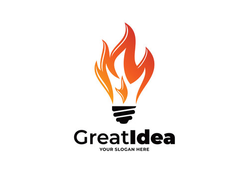 hot idea light bulb logo vector template