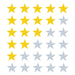 5 star rating, golden and silver. Vector illustration eps10. Isolated badge for website or app - stock infographics