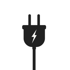 Electric plug vector icon isolated on white background