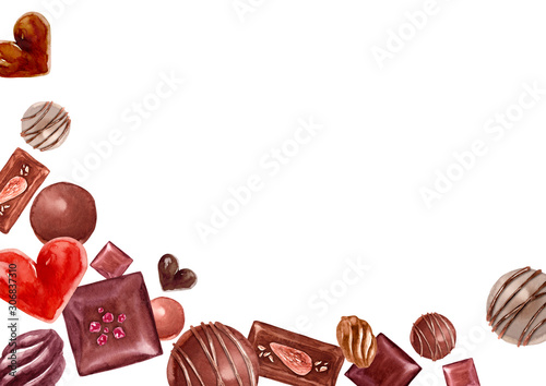 バレンタイン チョコレート 背景 水彩 イラスト Wall Mural Tada