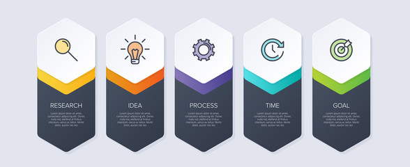 Infographic design with icons and 5 options or steps. Thin line vector. Infographics business concept. Can be used for info graphics, flow charts, presentations, web sites, banners, printed materials.