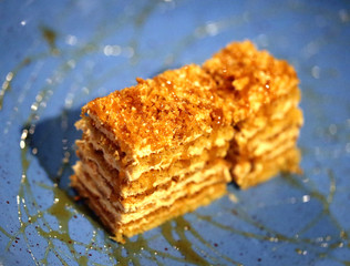 Bright photo background macro tasty cake honey cake