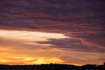 beautiful sky at sunrise in the south of France