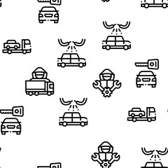 Car Theft Seamless Pattern Vector Thin Line. Illustrations