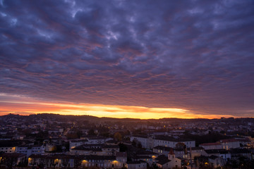 beautiful sky at sunrise in the south of France