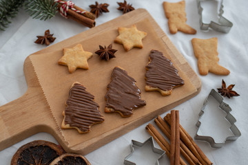 Home made delicious gingerbread cookies with chocolate 