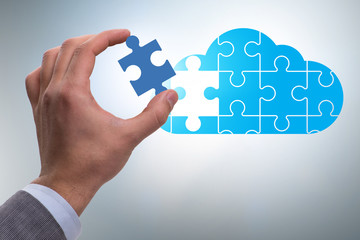 Concept of cloud computing with jigsaw puzzle