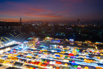 Fototapeta na wymiar Train night market ratchada twilight in Bangkok Thailand
