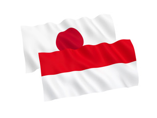 Flags of Japan and Indonesia on a white background