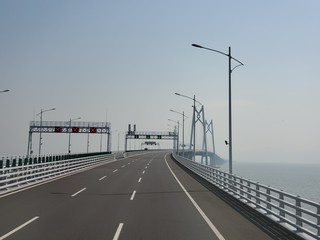 Morning view of the famous Hong Kong - Zhuhai - Macau Bridge