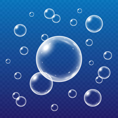 Realistic water bubbles  isolated