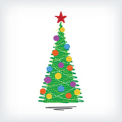 Christmas tree. Vector illustration.