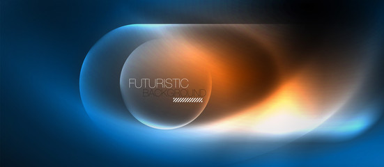 Blue neon round shapes techno background