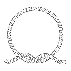 Round rope frame. Circle ropes, rounded border and decorative marine cable frame circles. Rounds cordage knot stamp or nautical twisted knots logo isolated vector icon