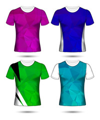  t-shirt templates abstract geometric collection of different colors polygonal mosaic