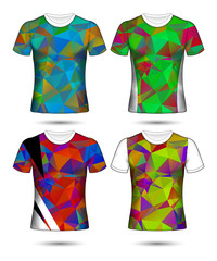  t-shirt templates abstract geometric collection of different colors polygonal mosaic