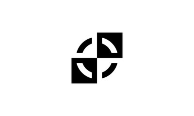 circle square piece slice negative space logo design template