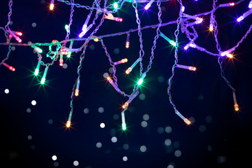 Christmas background with lights and free text space.