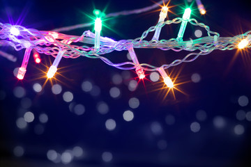 Christmas background with lights and free text space.