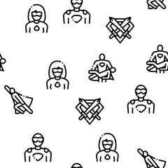 Super Hero Seamless Pattern Vector Thin Line. Illustrations