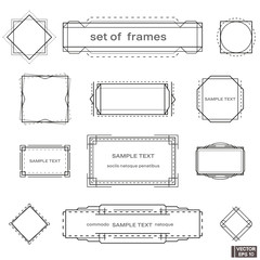 Set of vintage geometric frame. Design elements with frame corner badge