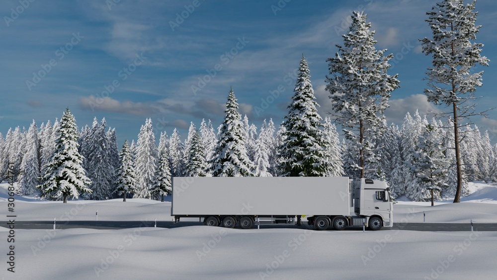 Wall mural Winter Lorry Delivery