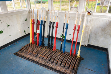 Old train signaling levers