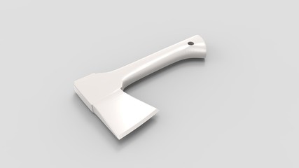 3d rendering of an axe isolated in a white studio background