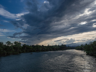 Sunset over Sacramento River in Redding Califormia 