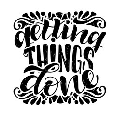 Getting Things Done - cute hand drawn doodle lettering postcard banner