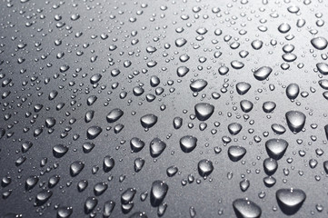 Water drops on metallic surface