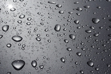 Water drops on metallic surface