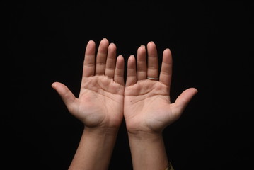 Fototapeta premium hands on black background