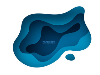 Paper art cartoon abstract waves in realistic trendy craft style. Modern origami design template. Concept inspiration or idea for your projects. Vector illustration. eps 10