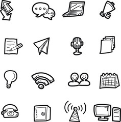 The communication doodle icon set.