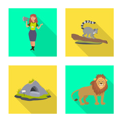 Vector illustration of safari and animal logo. Collection of safari and fun stock symbol for web.