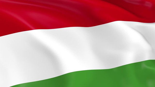 Photo realistic slow motion 4KHD flag of the Hungary waving in the wind.  Seamless loop animation with highly detailed fabric texture in 4K resolution.