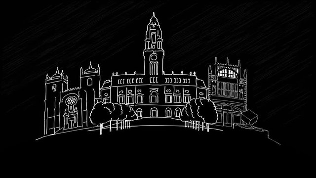 Porto, Portugal chalk drawing on blackboard