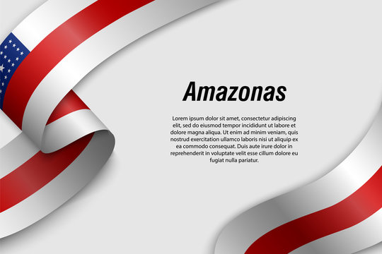 Waving ribbon or banner with flag