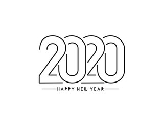 Happy New Year 2020 Text Design  Patter, Vector illustration.