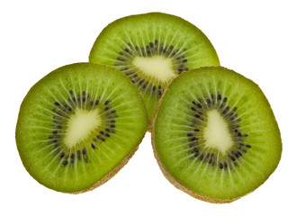 Kiwi slices isolated on a white background.