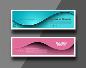 Fototapeta premium Set Of Modern Global Business Design Banner Template - Use for modern design, cover, poster, template, brochure, decorated, flyer, banner.